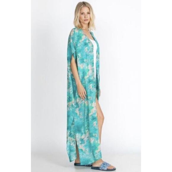 (60% OFF) NWT Calme by Johnny Was Blue Multi V Neck Maxi Kaftan Medium MSRP $175 - Picture 3 of 5